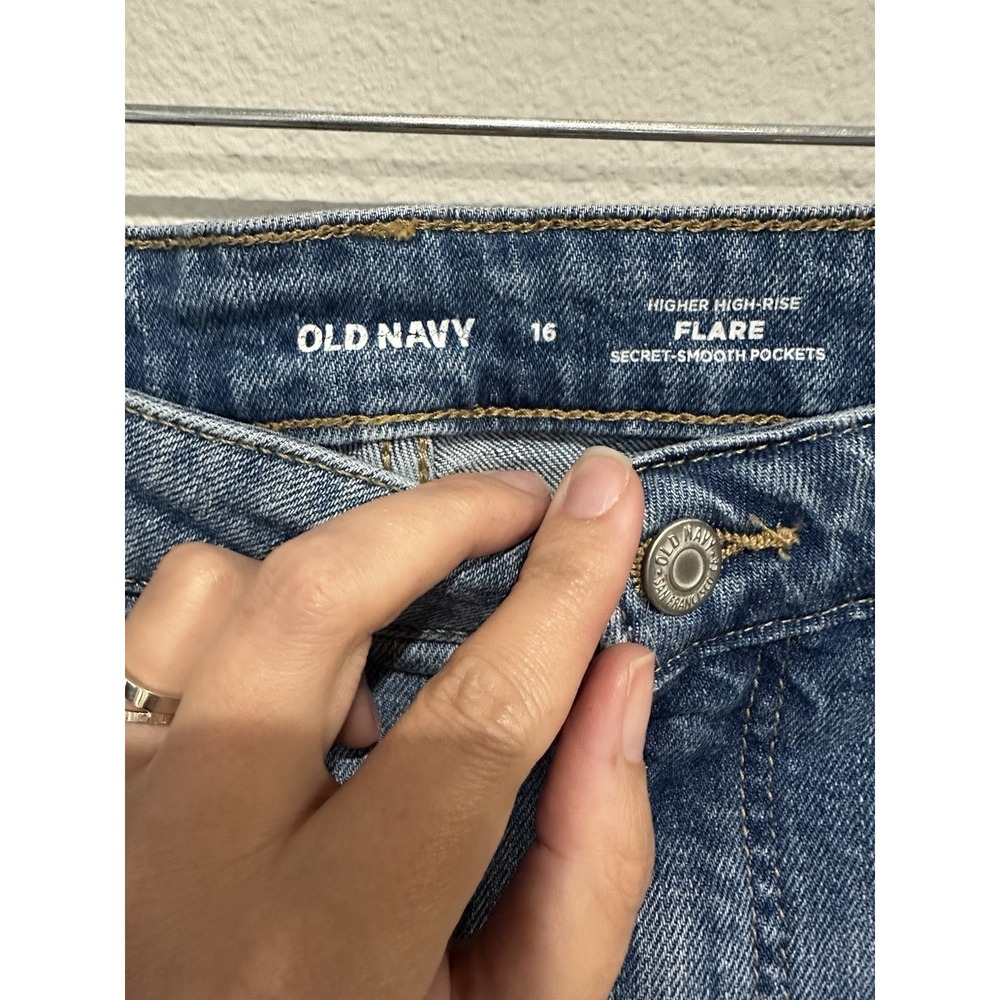 OLD NAVY SZ 16 FLARE Cotton Spandex Blue High Rise Jeans Stretch Comfort - Picture 4 of 9